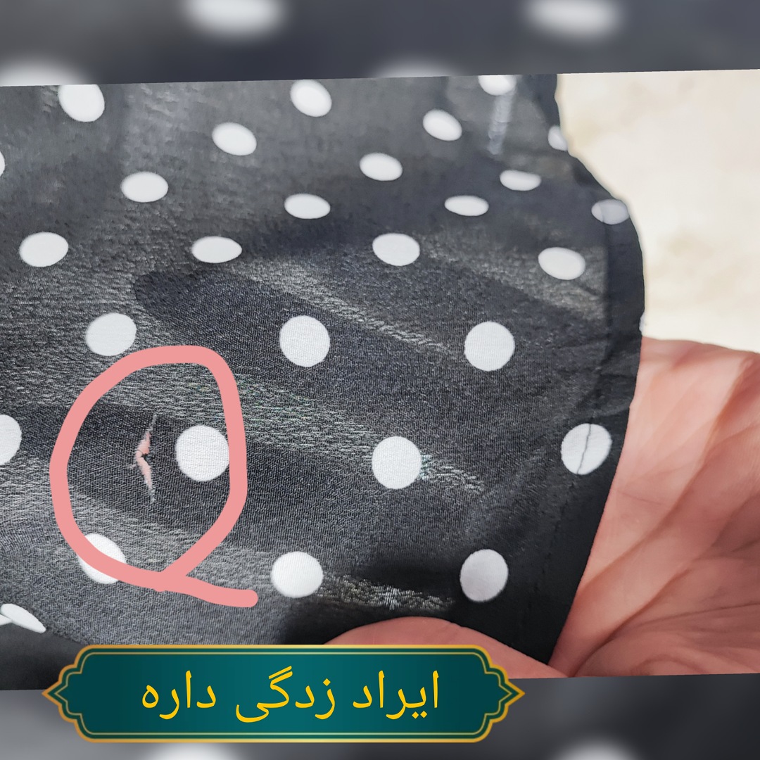 شومیز زنانه سایز بزرگ مشکی خالخالی با آستین و یقه تور حریر برند خارجی