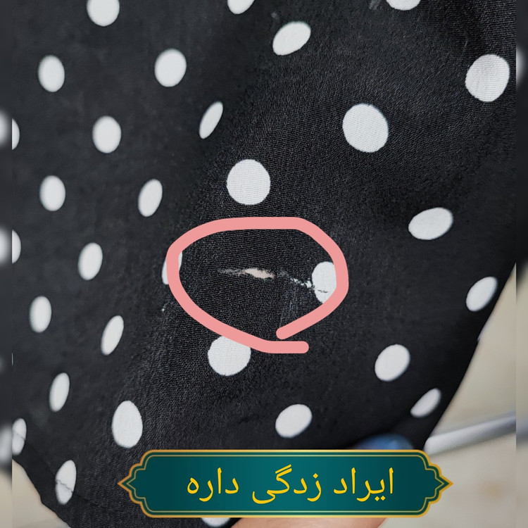 شومیز زنانه سایز بزرگ مشکی خالخالی با آستین و یقه تور حریر برند خارجی