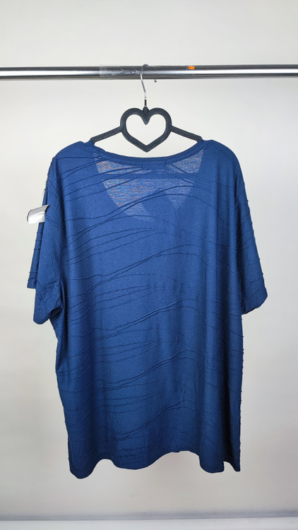 شومیز زنانه سایز بزرگ برند Penmans Plus رنگ سرمهای تیره با بافت طرحدار ریز مناسب سایز ۵۶ تا ۵۸