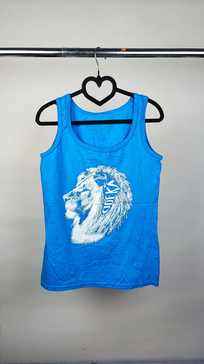 تاپ زنانه آبی کاربنی برند اودکا طرح شیر سفید مناسب استایل اسپرت و روزمره