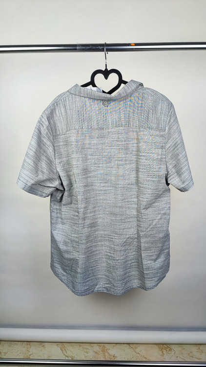 شومیز سایزبزرگ زنانه آستین کوتاه استوک اروپا کد ۲۲۱۲ رنگ طوسی با بافت پارچه Melange نمای کامل