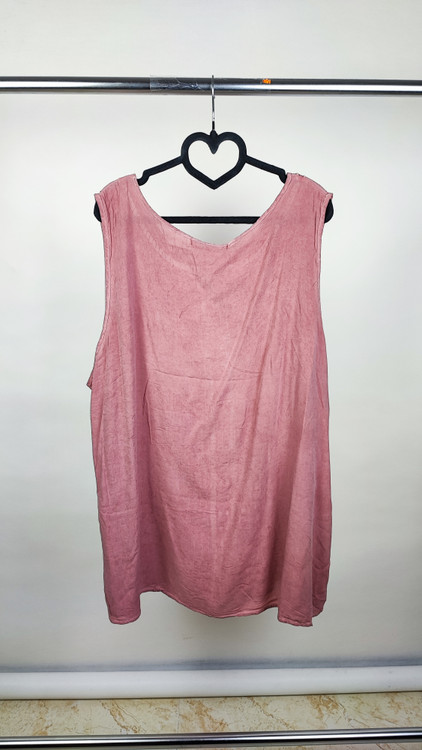 تاپ نخی زنانه سایزبزرگ رنگ کالباسی چرک با گلدوزی و دوخت تزیینی برند Tantrums استوک وارداتی