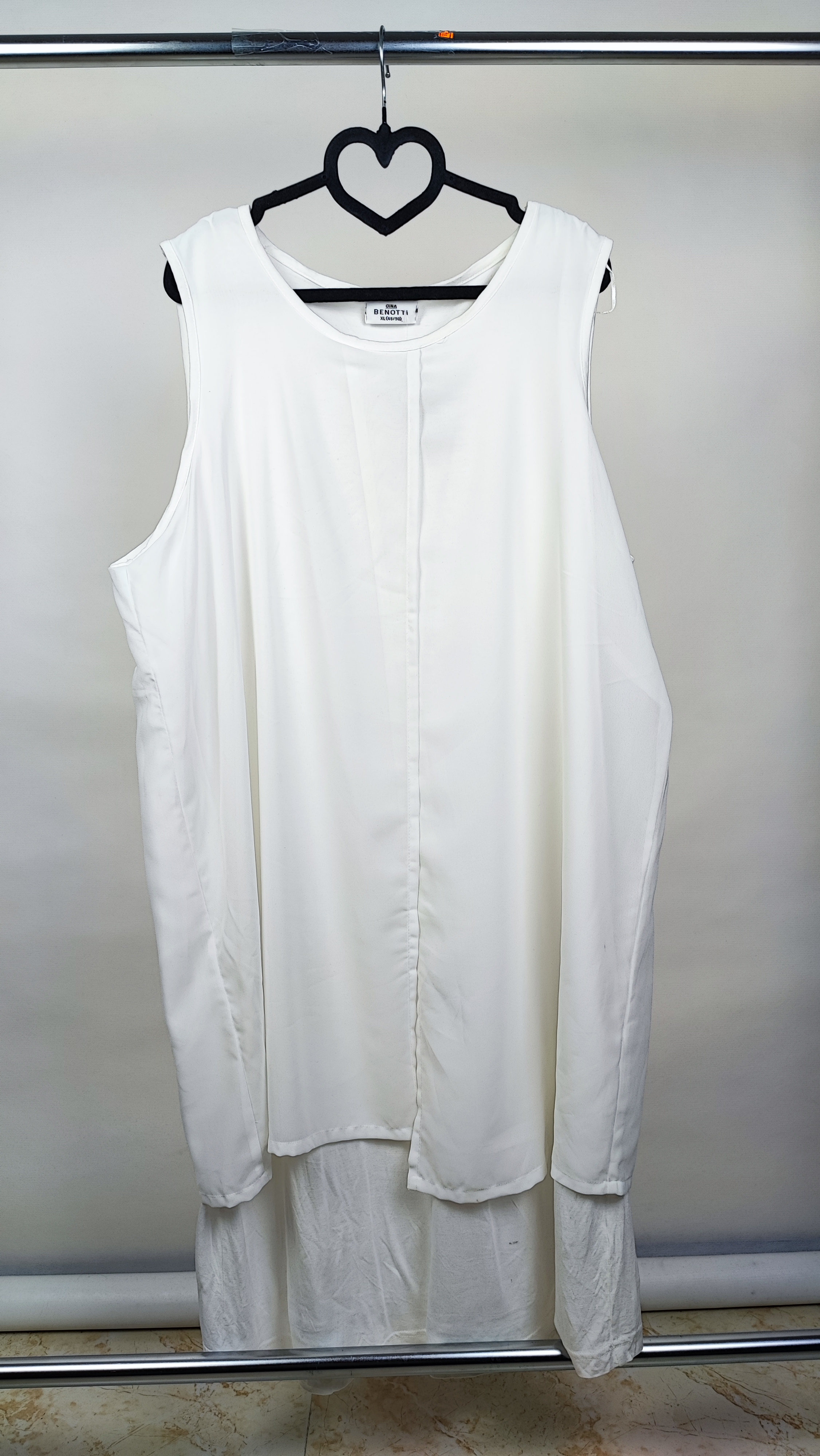 پیراهن زنانه سایز بزرگ استوک اروپایی برند جیِنا بنوتی رنگ سفید دو لایه مجلسی مناسب سایز ۴۸ تا ۵۰ فروشگاه زرماه گالری