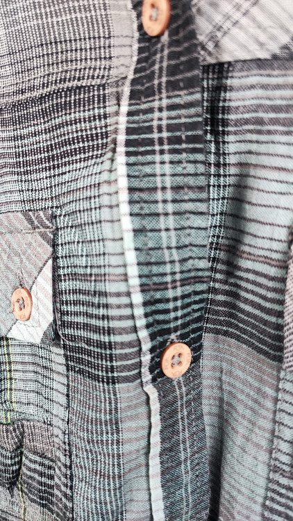 شومیز چهارخونه زنانه نخی برند فاکس رنگ سبز آبی و طوسی استوک اورجینال مناسب استایل کژوال