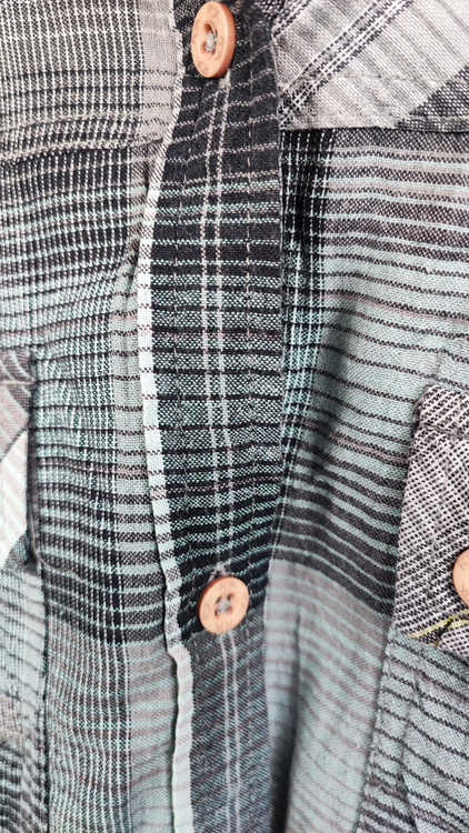 شومیز چهارخونه زنانه نخی برند فاکس رنگ سبز آبی و طوسی استوک اورجینال مناسب استایل کژوال