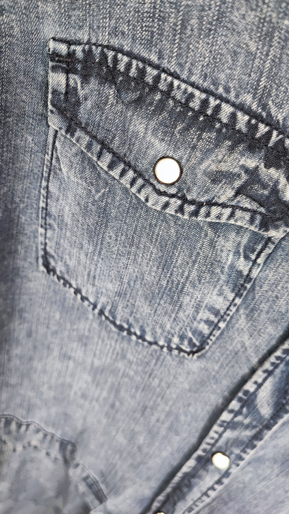 پیراهن جین زنانه استوک اروپایی برند ورومودا رنگ آبی متوسط میدی با آستین بلند و کمربند