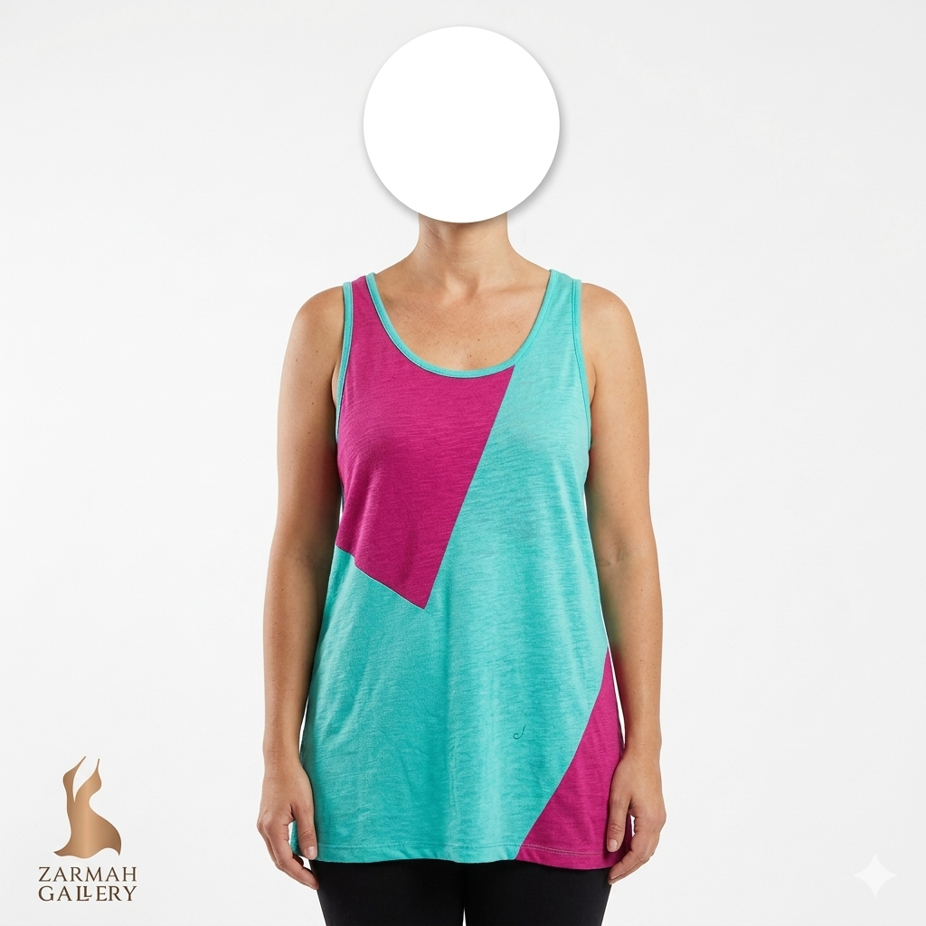 تاپ زنانه استوک اورجینال برند سرفیس رنگ صورتی و فیروزهای مناسب استایل اسپرت و روزمره