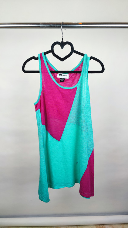 تاپ زنانه استوک اورجینال برند سرفیس رنگ صورتی و فیروزهای مناسب استایل اسپرت و روزمره