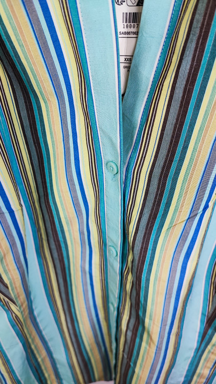 شومیز زنانه آستین کوتاه راهراه رنگی (آبی، زرد، قهوهای) برند لاُفت استوک اروپایی گرید