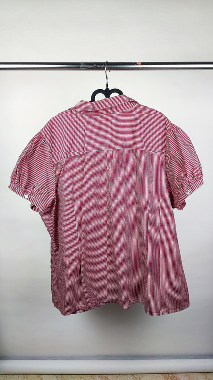 شومیز آستین کوتاه زنانه سایز بزرگ راهراه قرمز و سفید استوک اروپایی گرید A برند