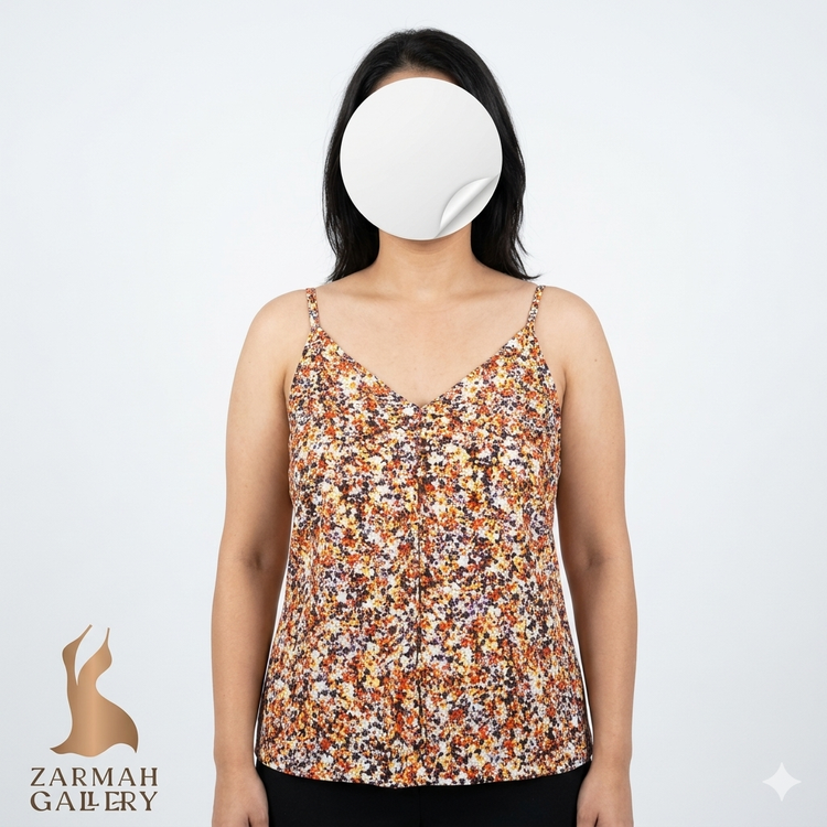 تاپ زنانه نخی بند سوزنی برند اولد نیوی (Old Navy) طرحدار گلگلی رنگی مناسب فصل گرما