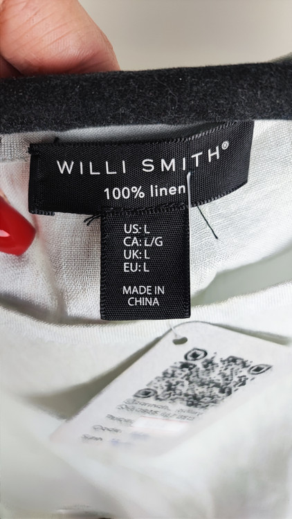 شومیز زنانه آستین کوتاهِ کتان برند ویلی اسمیت رنگ سبز نعنایی روشن، مناسب سایز ۴۲-۴۴، استوک گرید B.