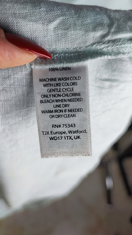 شومیز زنانه آستین کوتاهِ کتان برند ویلی اسمیت رنگ سبز نعنایی روشن، مناسب سایز ۴۲-۴۴، استوک گرید B.