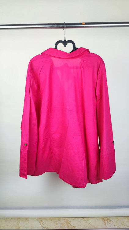 شومیز زنانه سایز بزرگ استوک وارداتی برند Faded Glory رنگ صورتی سرخابی کد ۲۲۸۵ جنس نخی