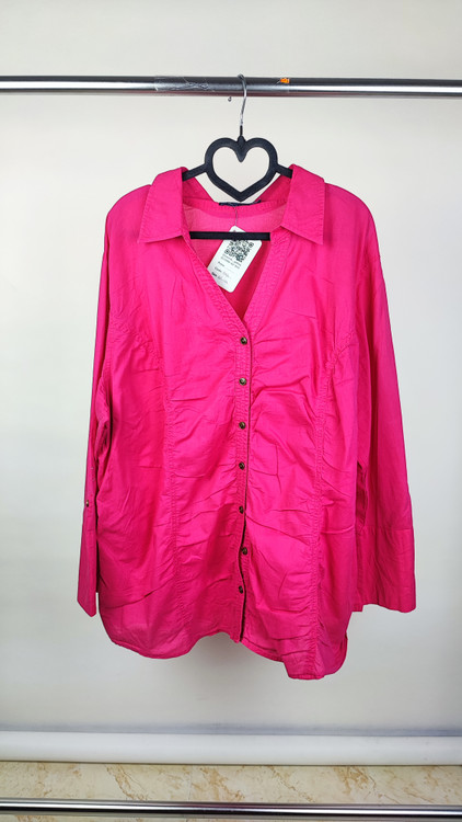 شومیز زنانه سایز بزرگ استوک وارداتی برند Faded Glory رنگ صورتی سرخابی کد ۲۲۸۵ جنس نخی