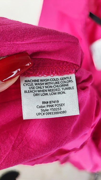 شومیز زنانه سایز بزرگ استوک وارداتی برند Faded Glory رنگ صورتی سرخابی کد ۲۲۸۵ جنس نخی