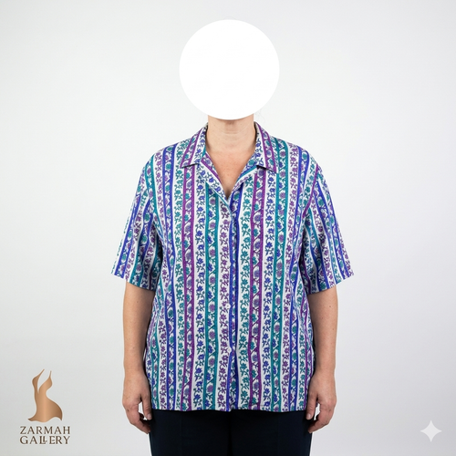 شومیز زنانه سایز بزرگ برند جان هنری استوک وارداتی طرحدار رنگی مناسب فصل گرم