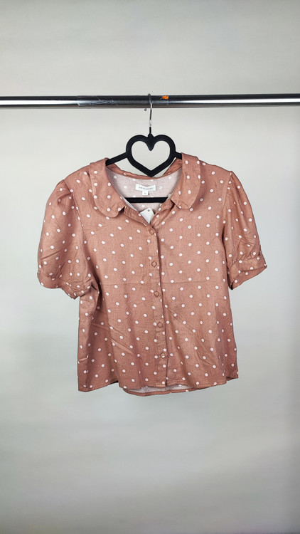 شومیز زنانه آستین کوتاه خالدار رنگ کالباسی برند دیوید جونز کد 1908 استوک اروپایی گرید