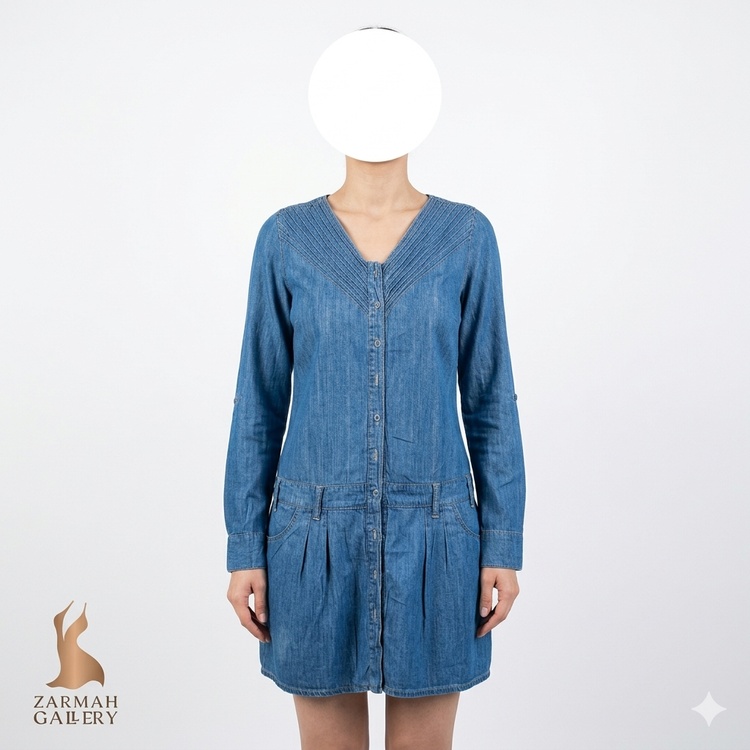 شومیز جین زنانه آبی برند بلانکو استوک اروپایی کد ۱۵۰۷ مناسب استایل اسپرت و روزمره