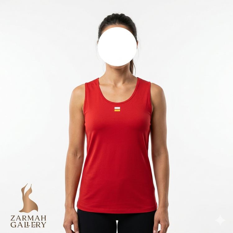 تاپ زنانه بدون آستین رنگ قرمز برند خارجی استوک اقتصادی کد 2 مناسب سایز 42 و 44 تنخور راحت