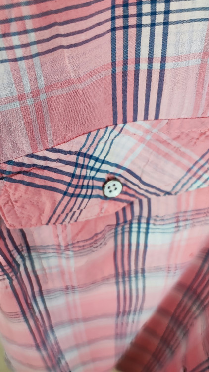 شومیز نخی چهارخونه صورتی و سرمهای زنانه سایزبزرگ برند سوما SONOMA گرید A زرماه گالری