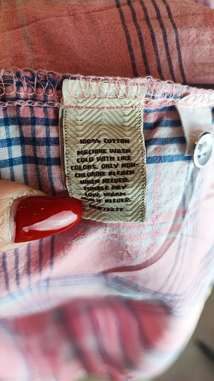 شومیز نخی چهارخونه صورتی و سرمهای زنانه سایزبزرگ برند سوما SONOMA گرید A زرماه گالری