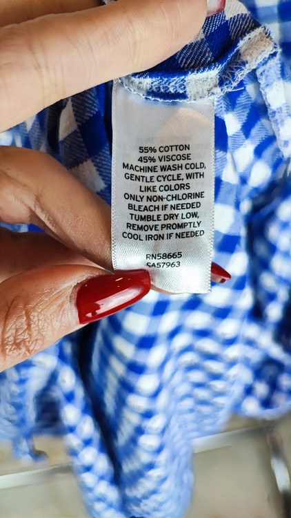 شومیز چهارخانه آبی و سفید زنانه سایزبزرگ برند اباند استوک اروپایی وارداتی جنس نخی ویسکوز