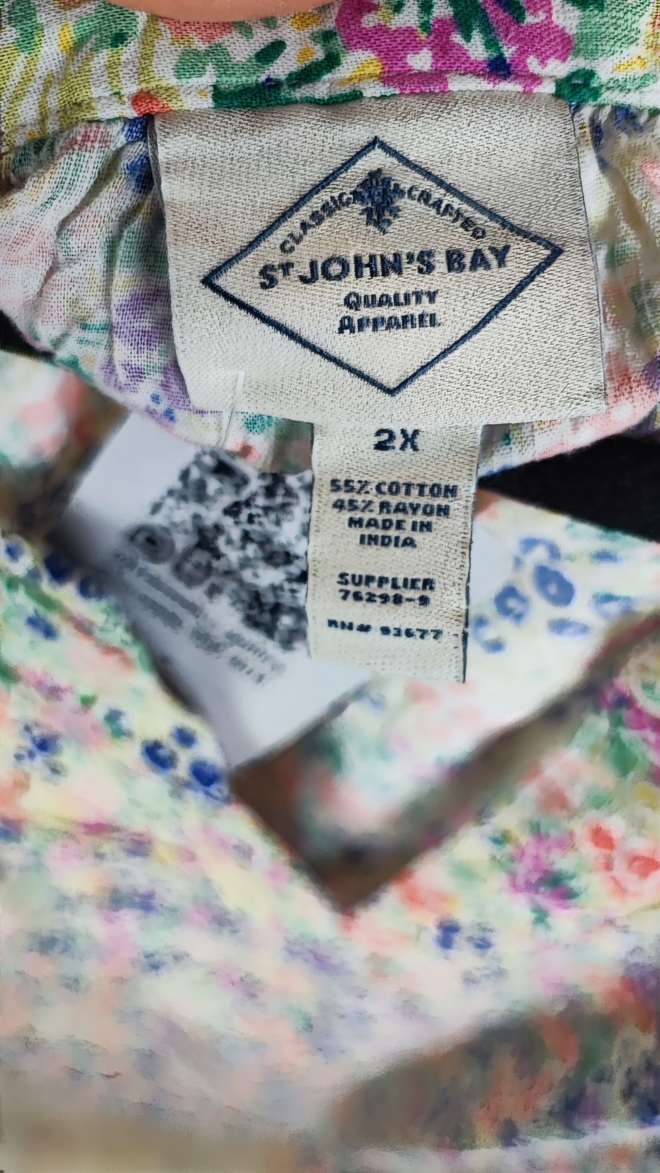 شومیز زنانه سایزبزرگ مارکدار برند St. John's Bay طرح گلدار رنگی با یقه هفت مدل جدید