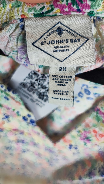 شومیز زنانه سایزبزرگ مارکدار برند St. John's Bay طرح گلدار رنگی با یقه هفت مدل جدید