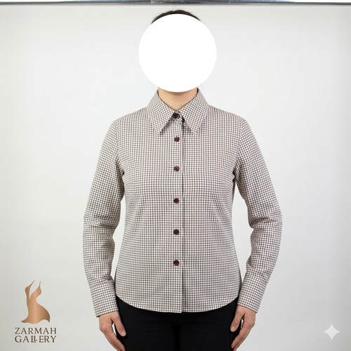 شومیز زنانه چهارخانه ریز رنگ روشن وارداتی استوک درجه یک مناسب استایل کژوال و رسمی