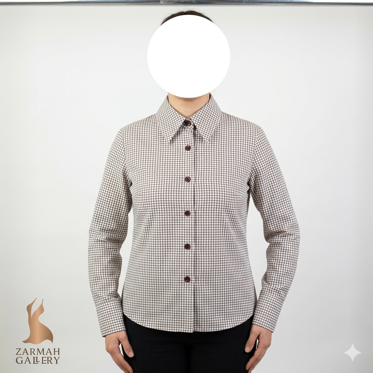 شومیز زنانه چهارخانه ریز رنگ روشن وارداتی استوک درجه یک مناسب استایل کژوال و رسمی