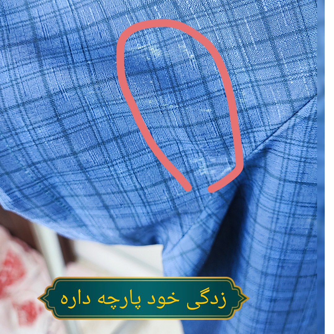 شومیز زنانه سایزبزرگ برند Flycurvy رنگ آبی چهارخانه با طرح گل بابونه و دکمههای تزیینی