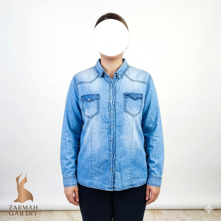 شومیز جین روشن زنانه برند Highway Jeans استوک وارداتی بنگلادش دارای دو جیب روی سینه کد