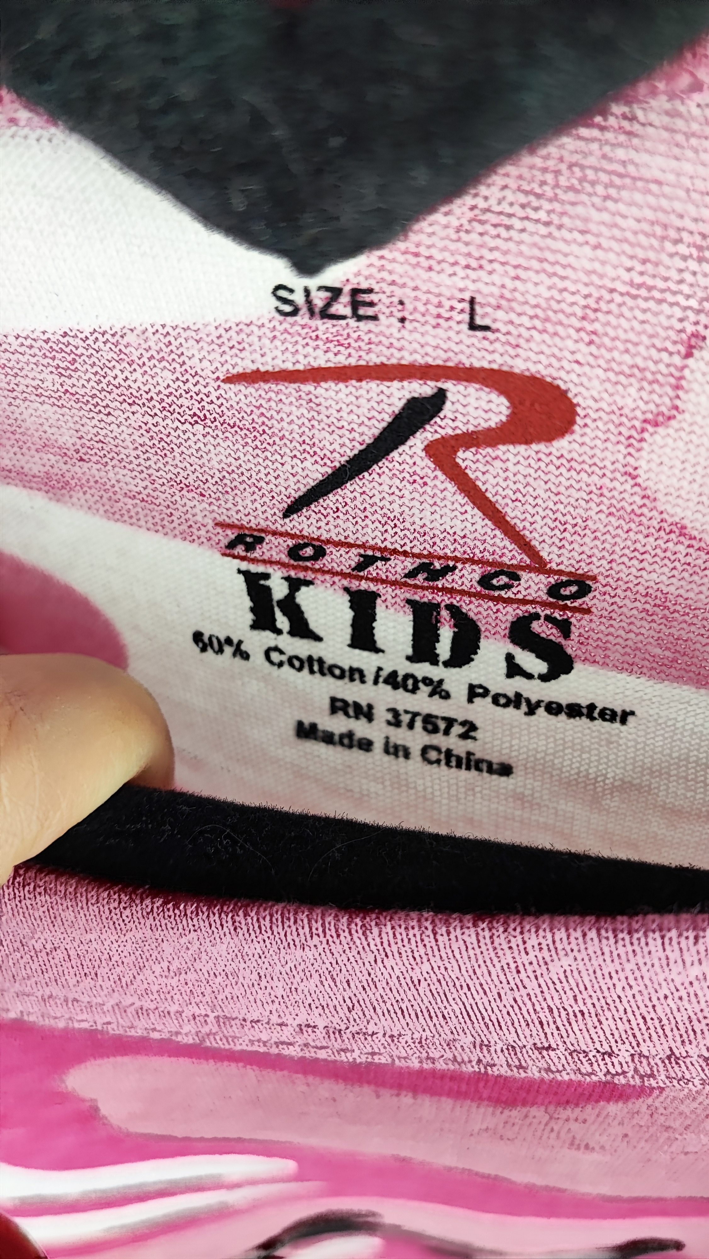 تیشرت آستین کوتاه زنانه چریکی رنگ صورتی برند Rotnco Kids سایز L مناسب مدیوم، محصول وارداتی استوک با تخفیف ویژه فروشگاه زرماه گالری