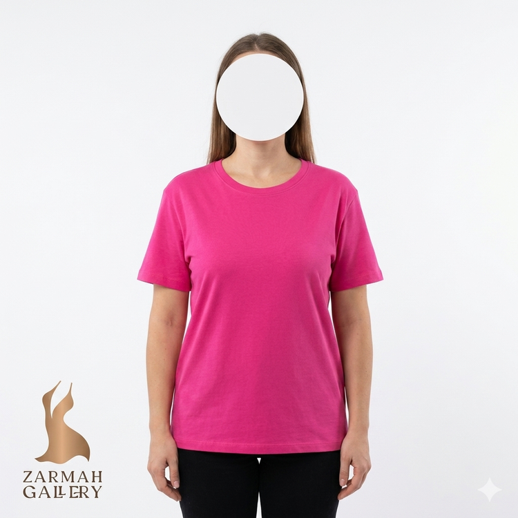 تیشرت آستین کوتاه زنانه برند اسمارا رنگ صورتی ارغوانی ۱۰۰٪ پنبه ارگانیک