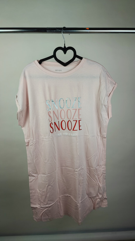 تونیک نخی زنانه صورتی برند اسمارا آلمان طرح SNOOZE سایز اسمال مناسب لباس راحتی و خانگی