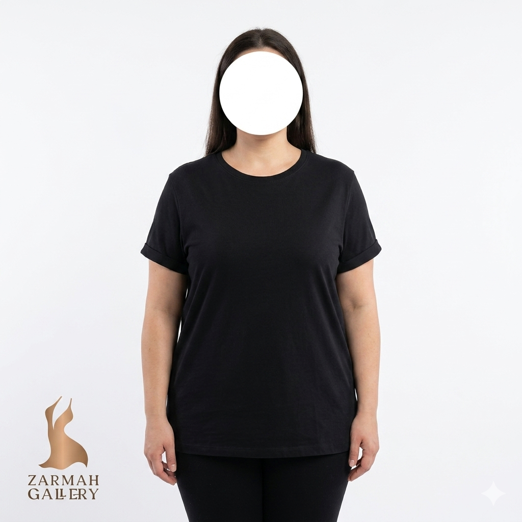 تیشرت مشکی زنانه برند اسمارا آلمان سری پرمیوم جنس گیاهی تنسل سایز بزرگ