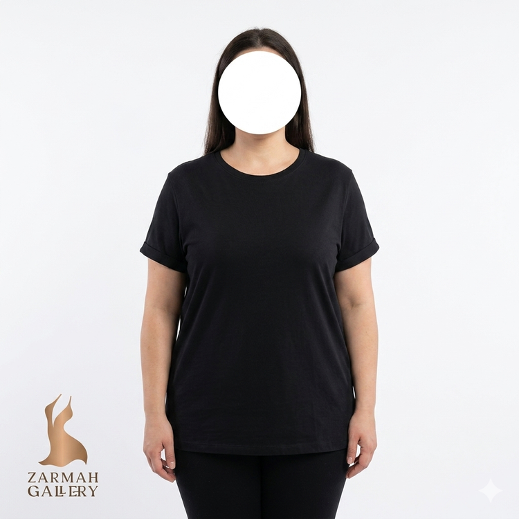 تیشرت مشکی زنانه برند اسمارا آلمان سری پرمیوم جنس گیاهی تنسل سایز بزرگ