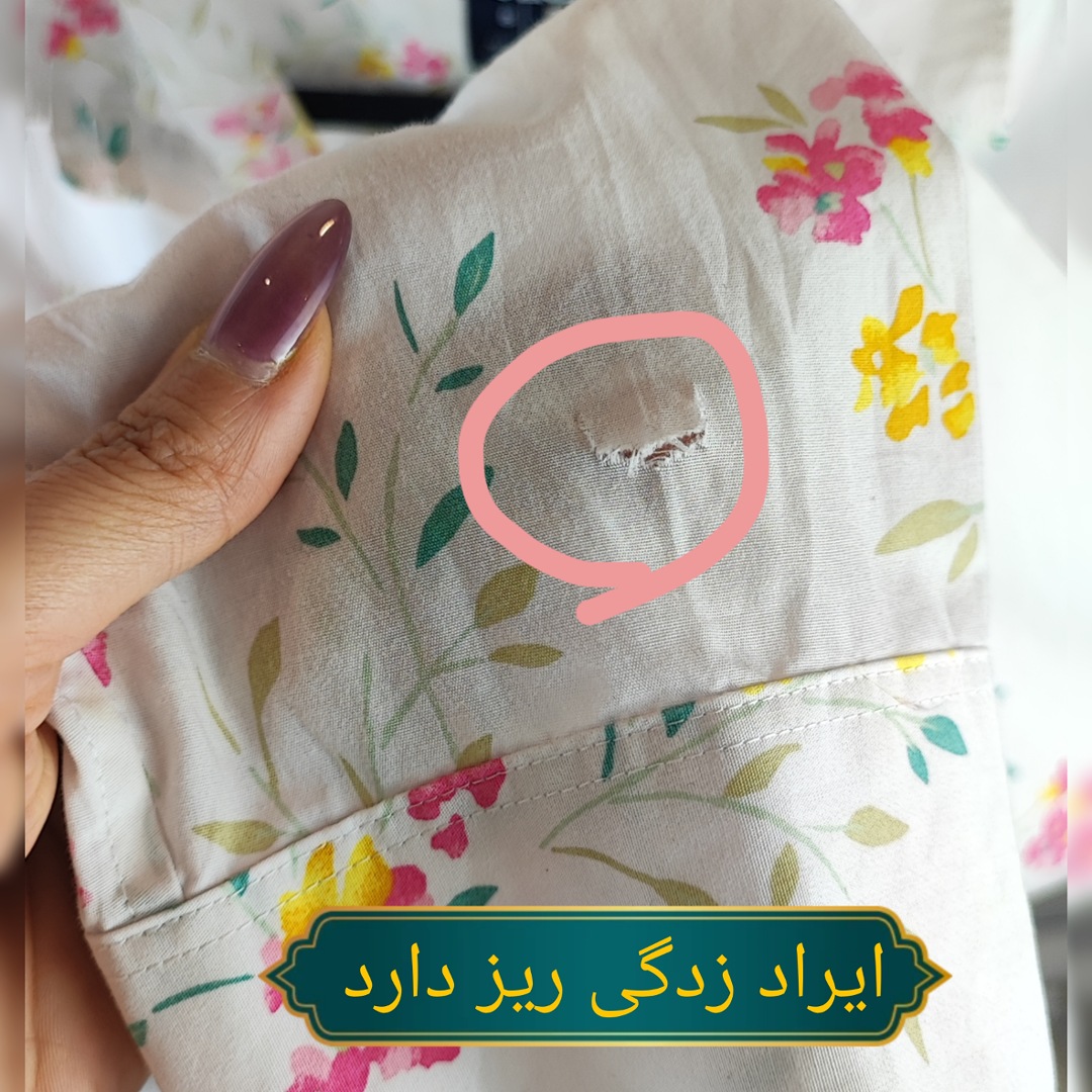 شومیز سفید زنانه نخی گلدار برند لندز اند وارداتی استوک آستین بلند