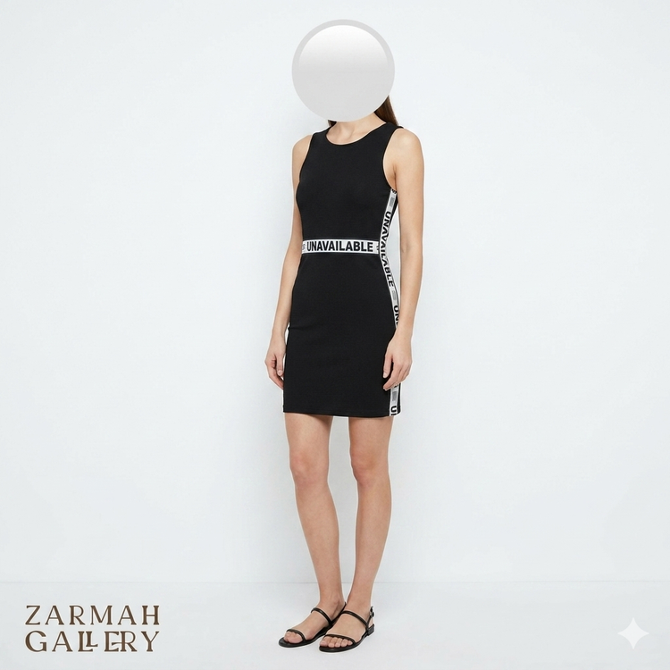پیراهن زنانه مشکی برند H&M سری Divided مدل رکابی استوک اروپایی مناسب سایز کوچک