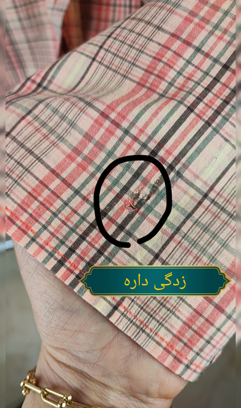 شومیز زنانه آستین کوتاه چهارخانه رنگ کرم نارنجی برند Southern Lady استوک وارداتی گرید