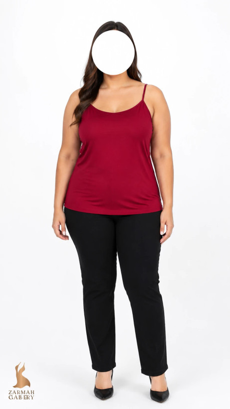 تاپ زنانه استوک برند Lane Bryant رنگ زرشکی سایز بزرگ مناسب استایل راحتی و روزمره
