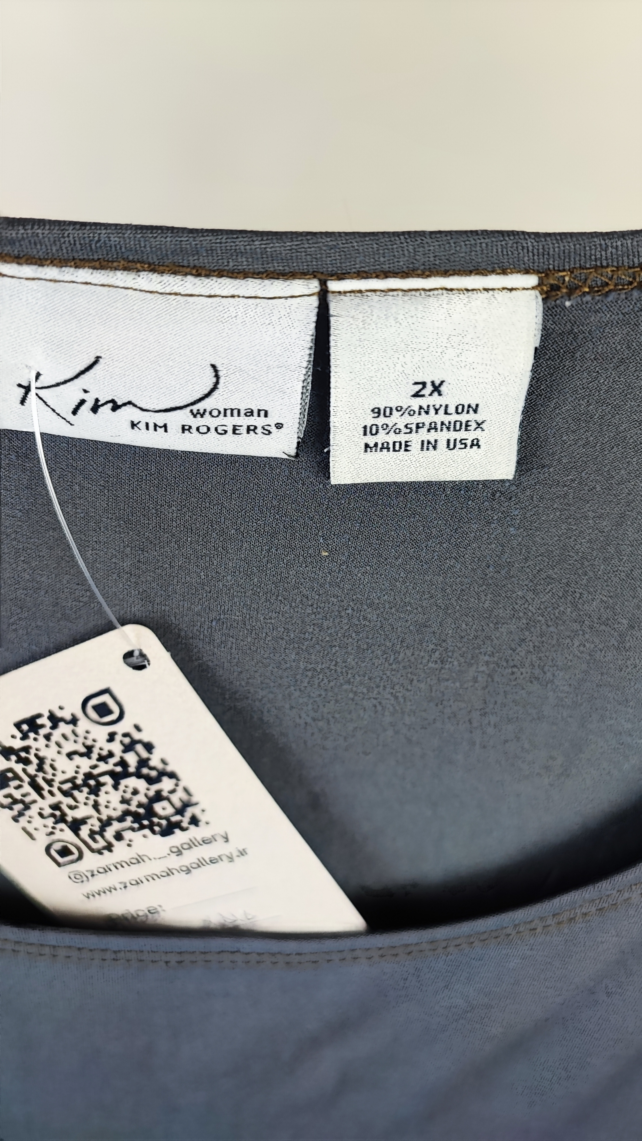 تاپ زنانه سایزبزرگ برند KIM ROGERS رنگ آبی خاکستری وارداتی استوک کد 2515 مناسب سایز 48 تا 50