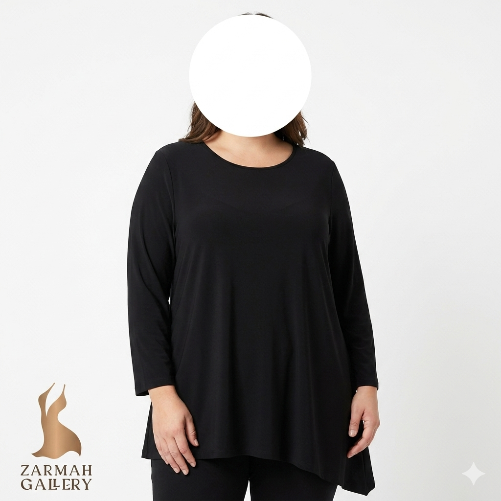 شومیز زنانه مشکی سایز بزرگ برند استوک وارداتی Chico’s مدل نامتقارن مناسب استایل مجلسی و روزمره