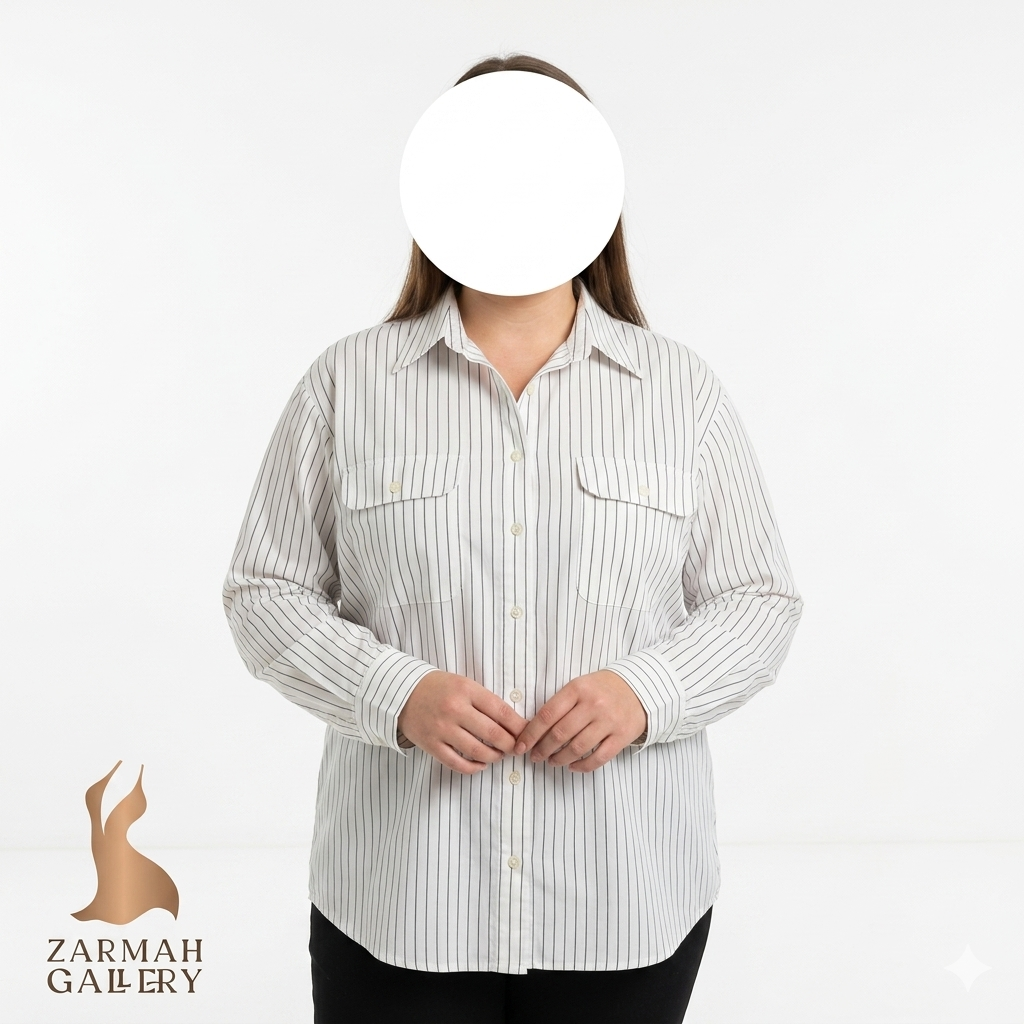 شومیز زنانه سایز بزرگ وارداتی استوک رنگ خنثی مناسب استایل کژوال و روزمره سایز 48.50