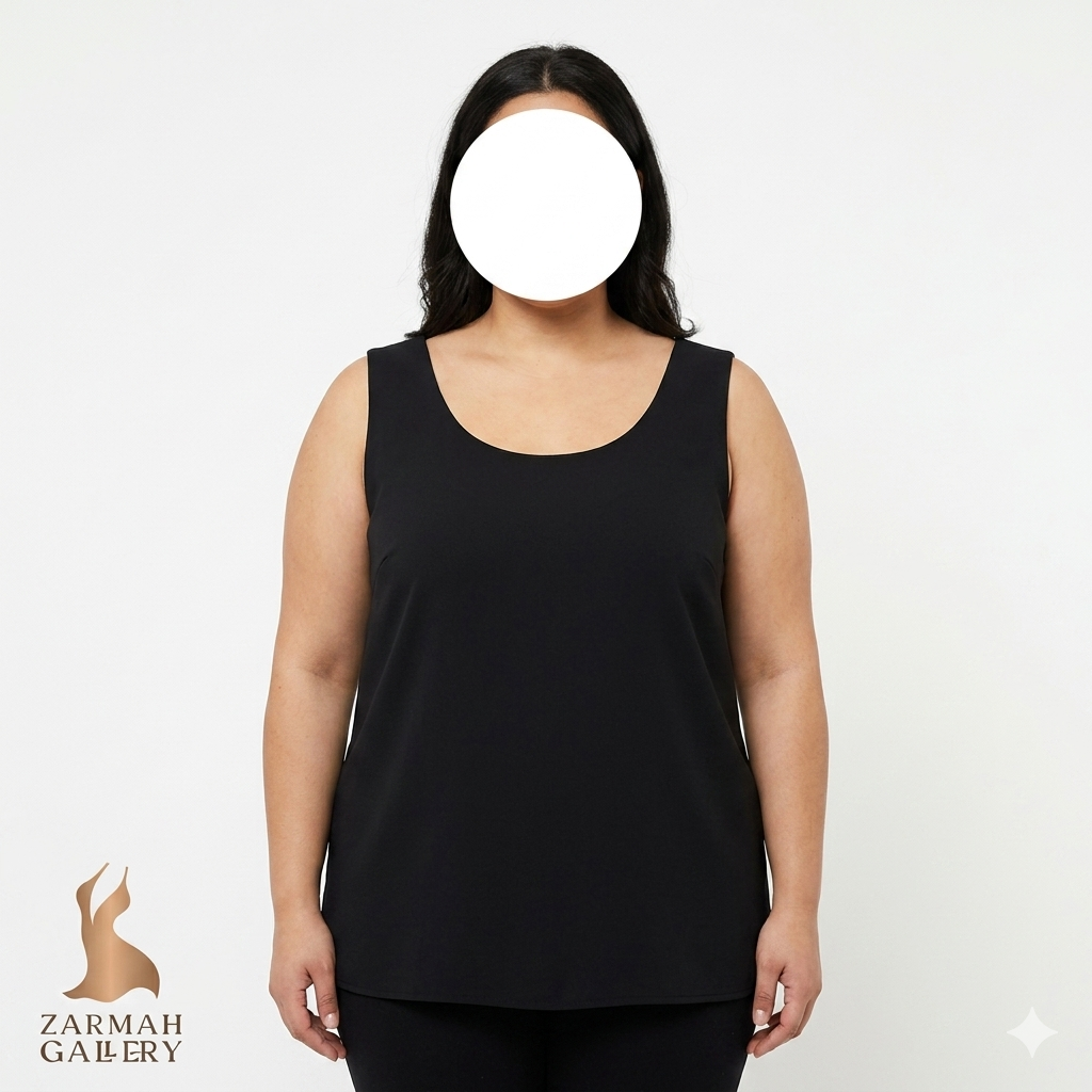 تاپ زنانه سایز بزرگ وارداتی برند سنت ژوال رنگ مشکی ساده مناسب استایل کژوال و رسمی