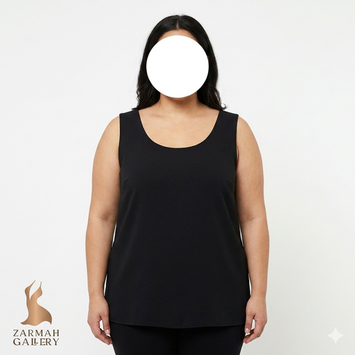 تاپ زنانه سایز بزرگ وارداتی برند سنت ژوال رنگ مشکی ساده مناسب استایل کژوال و رسمی