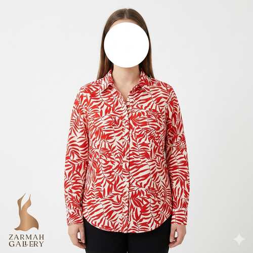 شومیز زنانه طرحدار برند Banana Republic رنگ قرمز و سفید سایز ۳۶-۳۸ استوک وارداتی