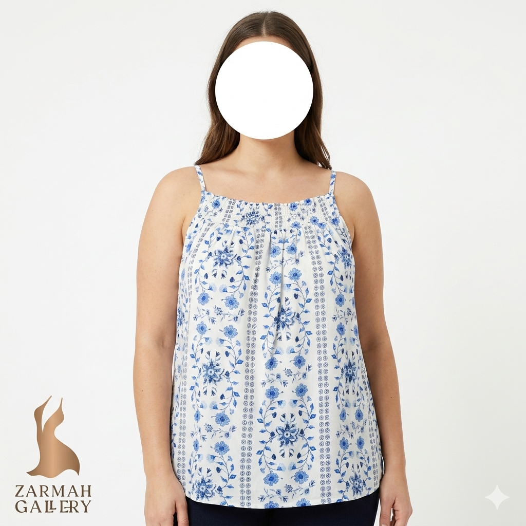 تاپ زنانه بدون آستین طرحدار برند وارداتی کد ۲۴۱۵ رنگبندی جذاب مناسب سایز