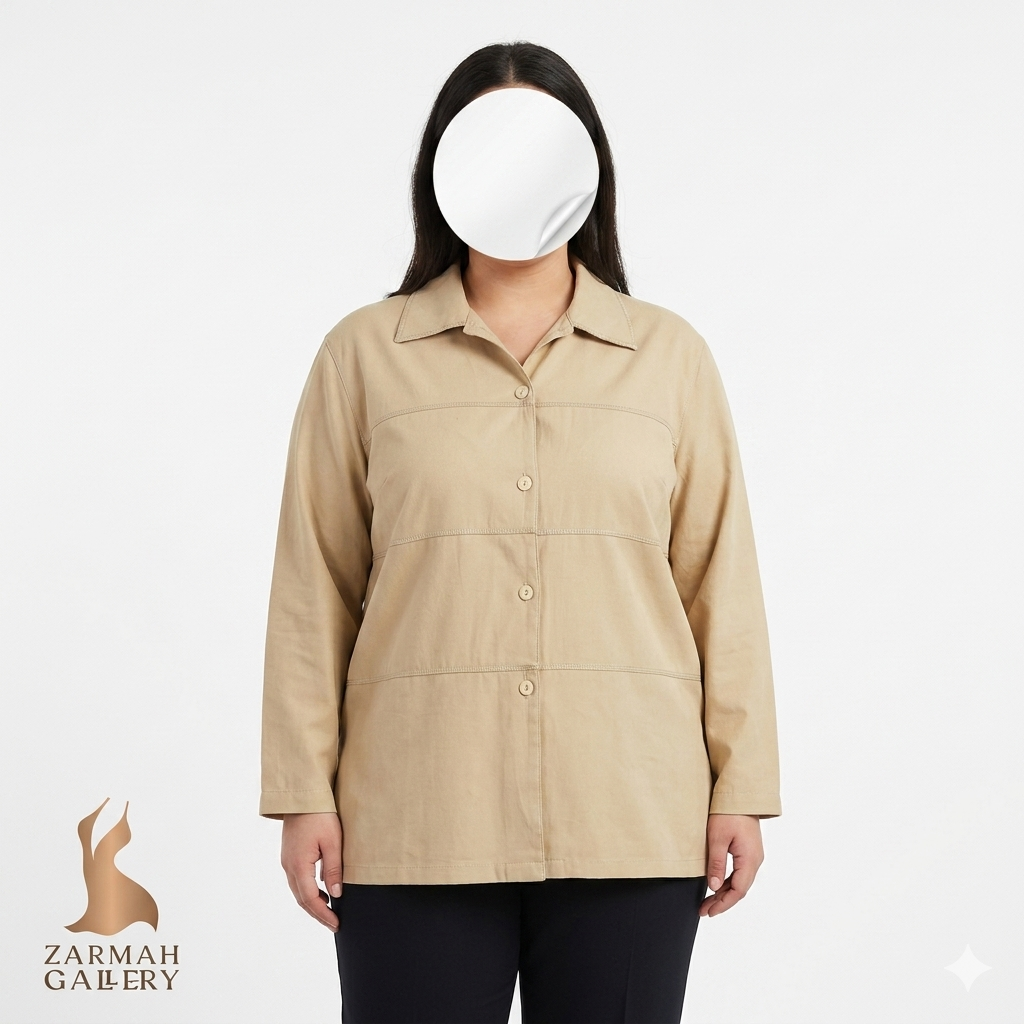 شومیز زنانه استوک وارداتی رنگ کرم برند مینگفو سایز 44-46، استایل کژوال با قیمت ویژه در زرماه گالری